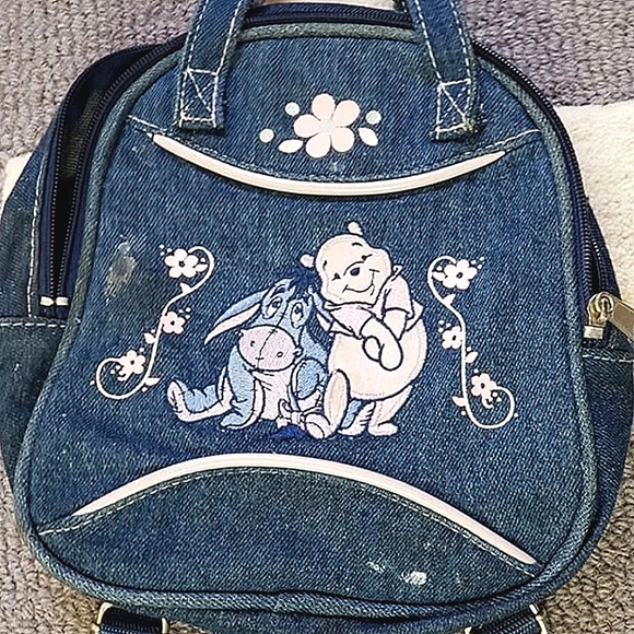 Disney Handbags - Vintage Disney Pooh Embriodered Denim Backpack